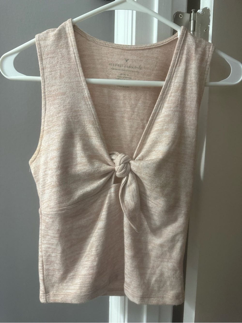 aerie Light Blush Knot-Front V-Neck Tank
